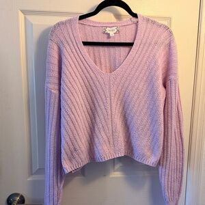 Pink Rose Lavender V-Neck Sweater